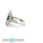 Load image into Gallery viewer, 18KT White Gold Square Emerald Cocktail Ring with Diamond Accents (2.50 cttw)