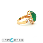 Load image into Gallery viewer, 18KT Yellow Gold Cabochon Emerald Cocktail Ring with Diamond Accents (10.22 ct)