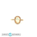 Load image into Gallery viewer, 14KT Yellow Gold Oval Cabochon Opal Cocktail Ring with Diamond Accents (0.46 ct)
