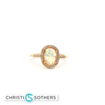 Load image into Gallery viewer, 14KT Yellow Gold Oval Cabochon Opal Cocktail Ring with Diamond Accents (0.46 ct)