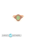 Load image into Gallery viewer, 14KT Yellow Gold Oval Cabochon Opal Cocktail Ring with Diamond Accents (0.91 ct)