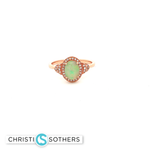 Load image into Gallery viewer, 14KT Yellow Gold Oval Cabochon Opal Cocktail Ring with Diamond Accents (0.91 ct)