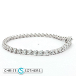 Load image into Gallery viewer, 14KT White Gold Heart-Shaped Diamond Tennis Bracelet with Lab-Grown Diamonds (6.93 cttw)