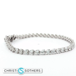 Load image into Gallery viewer, 14KT White Gold Heart-Shaped Diamond Tennis Bracelet with Lab-Grown Diamonds (6.93 cttw)