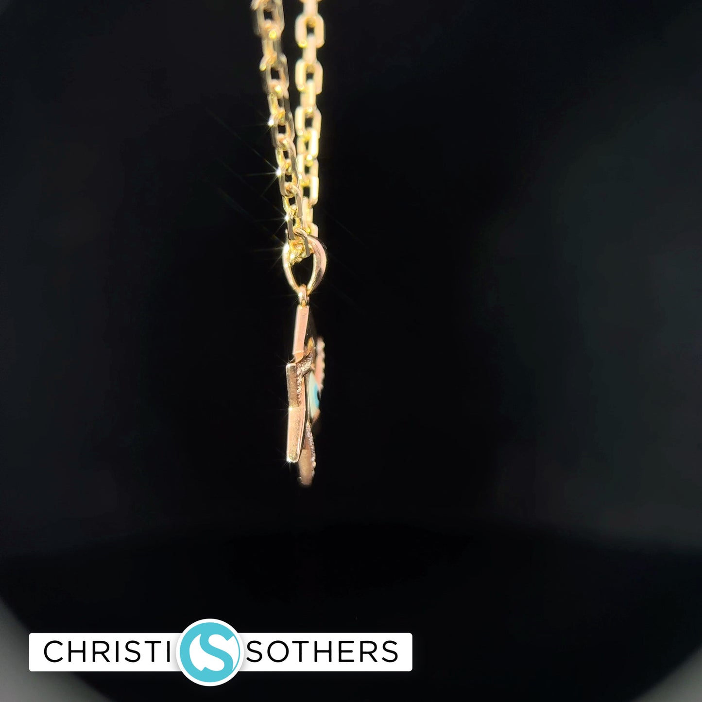 14KT Rose Gold Diamond Magendavid w/ Evil Eye Pendant