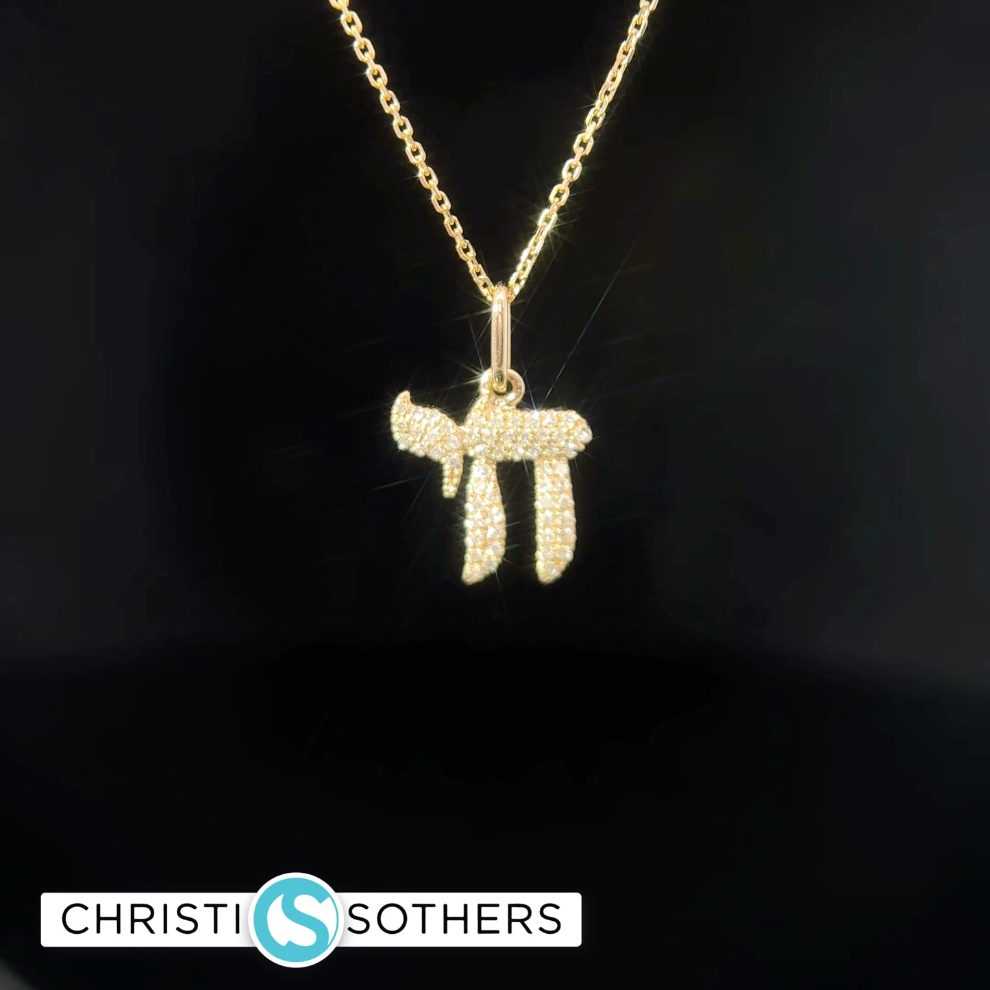 14KT Yellow Gold Diamond Chai Pendant