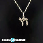 Load image into Gallery viewer, 14KT White Gold w/ Black Diamond Chai necklace