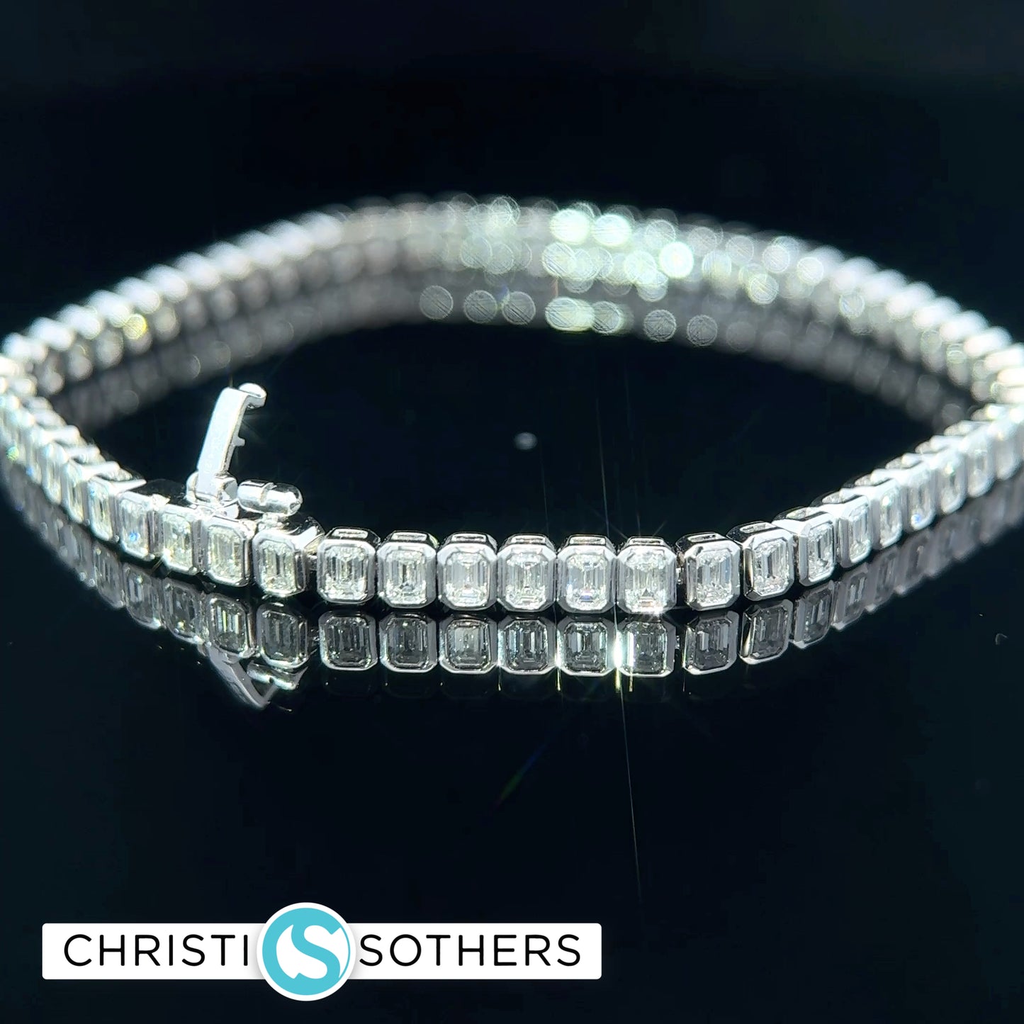 14KT White Gold 4.20ct Lab Emerald Cut diamond North/South Tennis Bracelet