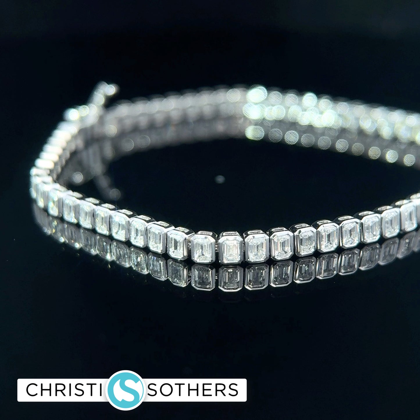 14KT White Gold 4.20ct Lab Emerald Cut diamond North/South Tennis Bracelet