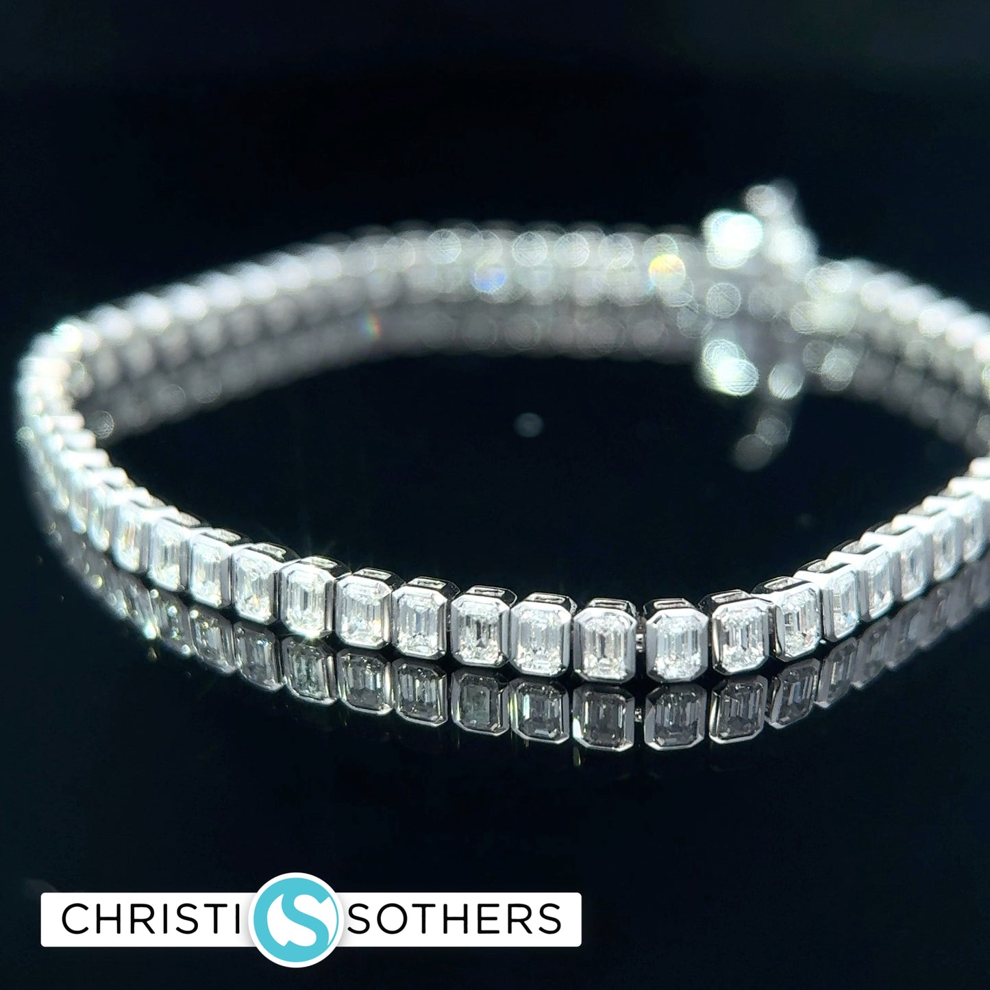 14KT White Gold 4.20ct Lab Emerald Cut diamond North/South Tennis Bracelet