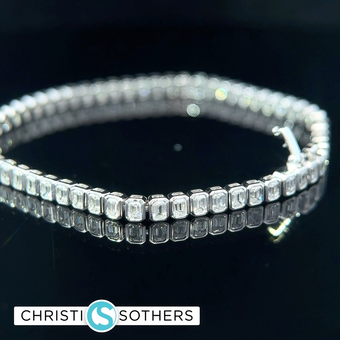 14KT White Gold 4.20ct Lab Emerald Cut diamond North/South Tennis Bracelet