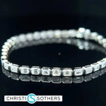 Load image into Gallery viewer, 14KT White Gold 5.05ct Lab Emerald Cut Diamond East/West Tennis Bracelet