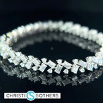 Load image into Gallery viewer, 14KT White Gold 7.37ct Lab Round & Emerald Cut Diamond Tennis Bracelet