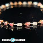 Load image into Gallery viewer, 14KT Rose and White Gold 4.04ct Lab Pink & White Diamond Multi‑Stone Bracelet