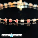 Load image into Gallery viewer, 14KT Rose and White Gold 4.04ct Lab Pink & White Diamond Multi‑Stone Bracelet
