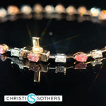 Load image into Gallery viewer, 14KT Rose and White Gold 4.04ct Lab Pink & White Diamond Multi‑Stone Bracelet