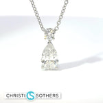 Load image into Gallery viewer, 14KT White Gold 0.95ct Lab Pear & Round Diamond Necklace