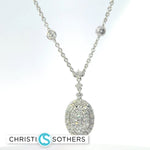Load image into Gallery viewer, 14KT White Gold 1.10ct Lab Pavé Diamond Pendant Necklace