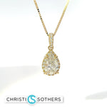 Load image into Gallery viewer, 14KT Yellow Gold 1.32ct Lab Pear & Round Diamond Necklace
