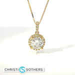 Load image into Gallery viewer, 14KT Yellow Gold 2.07ct Lab Round Diamond 4‑Prong Necklace