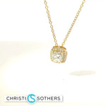 Load image into Gallery viewer, 14KT Yellow Gold 0.86ct Lab Cushion & Round Diamond Basket Necklace