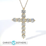 Load image into Gallery viewer, 14KT Yellow Gold 5.35ct Lab Round Diamond Cross Necklace