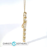 Load image into Gallery viewer, 14KT Yellow Gold 5.35ct Lab Round Diamond Cross Necklace