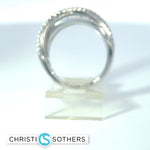 Load image into Gallery viewer, 14KT White Gold 0.99ct Lab‑Grown Round Diamond Crossover Band Ring