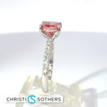 Load image into Gallery viewer, 14KT White Gold 2.63ct Lab Cushion Cut Pink Diamond Engagement Ring