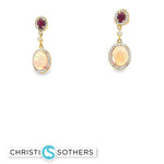 Load image into Gallery viewer, Elegant Opal and Ruby Earrings