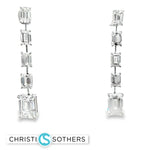 Load image into Gallery viewer, 14KT White Gold Cut Diamond Drop earrings