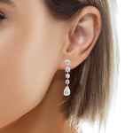 Load image into Gallery viewer, 14KT White Gold Dangle Earrings with Pear Cut Diamonds