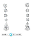 Load image into Gallery viewer, 14KT White Gold Dangle Earrings with Pear Cut Diamonds