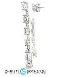 Load image into Gallery viewer, 14KT White Gold Dangle Earrings with Pear Cut Diamonds