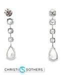 Load image into Gallery viewer, 14KT White Gold Dangle Earrings with Pear Cut Diamonds