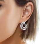Load image into Gallery viewer, 14KT White Gold Hoop Earrings with Marquise-Cut Diamonds