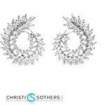 Load image into Gallery viewer, 14KT White Gold Hoop Earrings with Marquise-Cut Diamonds