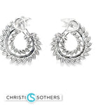 Load image into Gallery viewer, 14KT White Gold Hoop Earrings with Marquise-Cut Diamonds