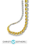 Load image into Gallery viewer, 18KT White Gold Necklace with Square Cut Citrine Gemstones