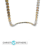 Load image into Gallery viewer, 18KT White Gold Necklace with Square Cut Citrine Gemstones