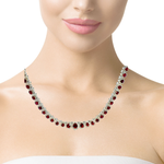 Load image into Gallery viewer, 18KT White Gold Vibrant Pear Ruby & Diamond Pear Necklace