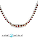 Load image into Gallery viewer, 18KT White Gold Vibrant Pear Ruby & Diamond Pear Necklace