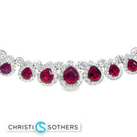 Load image into Gallery viewer, 18KT White Gold Vibrant Pear Ruby & Diamond Pear Necklace