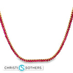 Load image into Gallery viewer, 18KT Yellow Gold Lab-Grown Ruby Tennis Necklace (31.53 CTTW)