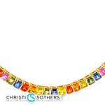 Load image into Gallery viewer, 18KT Yellow Gold Rainbow Sapphire Tennis Necklace (55.48 CTTW)