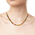 Load image into Gallery viewer, 18KT Yellow Gold Rainbow Sapphire Tennis Necklace (55.48 CTTW)