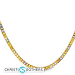 Load image into Gallery viewer, 18KT Yellow Gold Rainbow Sapphire Tennis Necklace (55.48 CTTW)