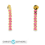 Load image into Gallery viewer, 18KT Gold Dangle Earrings with Ruby Drop-setting