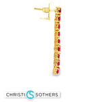 Load image into Gallery viewer, 18KT Gold Dangle Earrings with Ruby Drop-setting