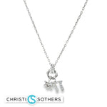 Load image into Gallery viewer, Sterling Silver Star/Chai Charm Necklace with Round Cut CZs